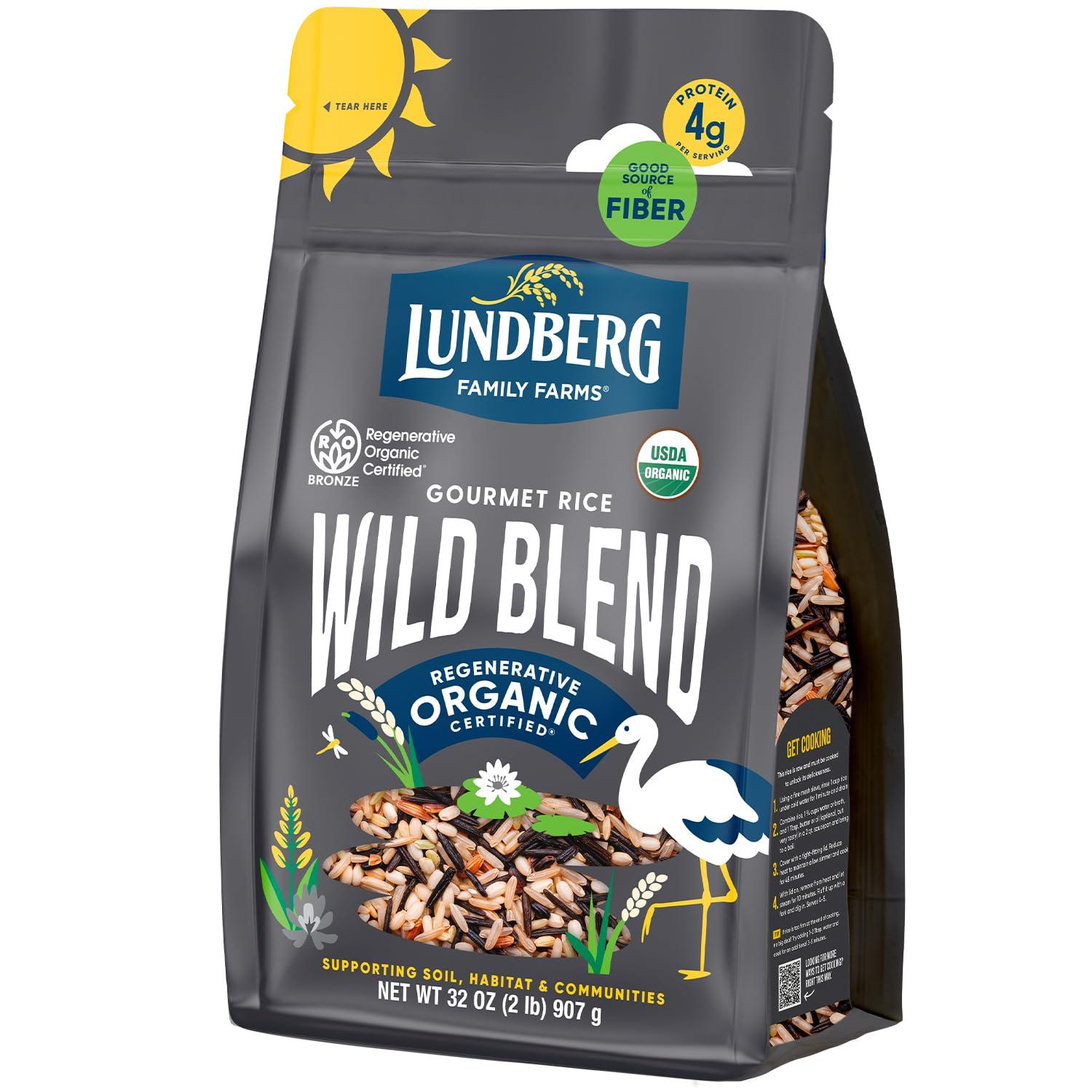 Lundberg Lundberg Organic Wild Blend Rice, Regenerative Organic Certified A Balanced Blend of Brown Rice, Red Rice, and Black Rice, 32 Oz