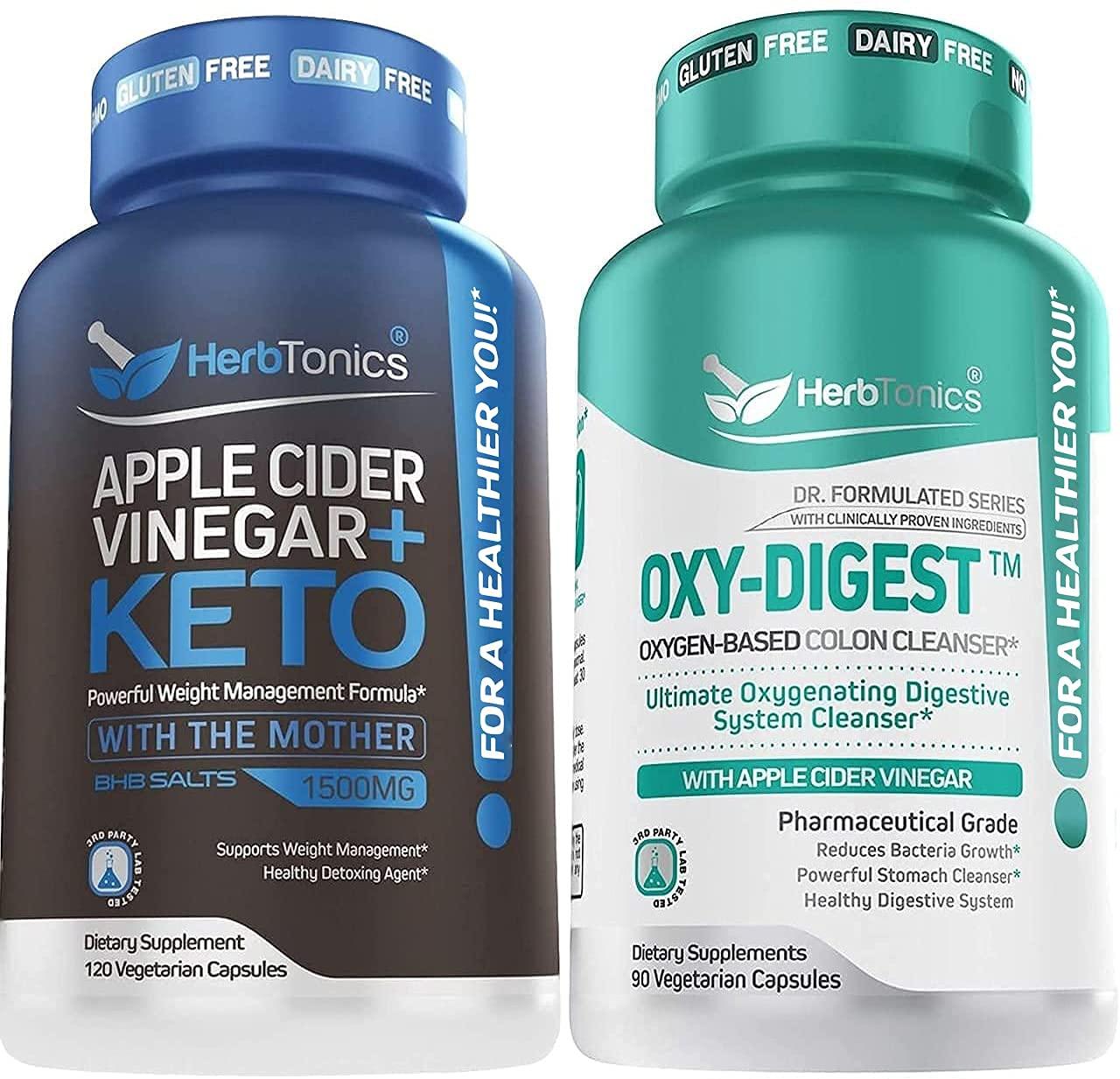 Herbtonics Herbtonics Apple Cider Vinegar Plus Keto BhB Salts with OxyDigest Bundle