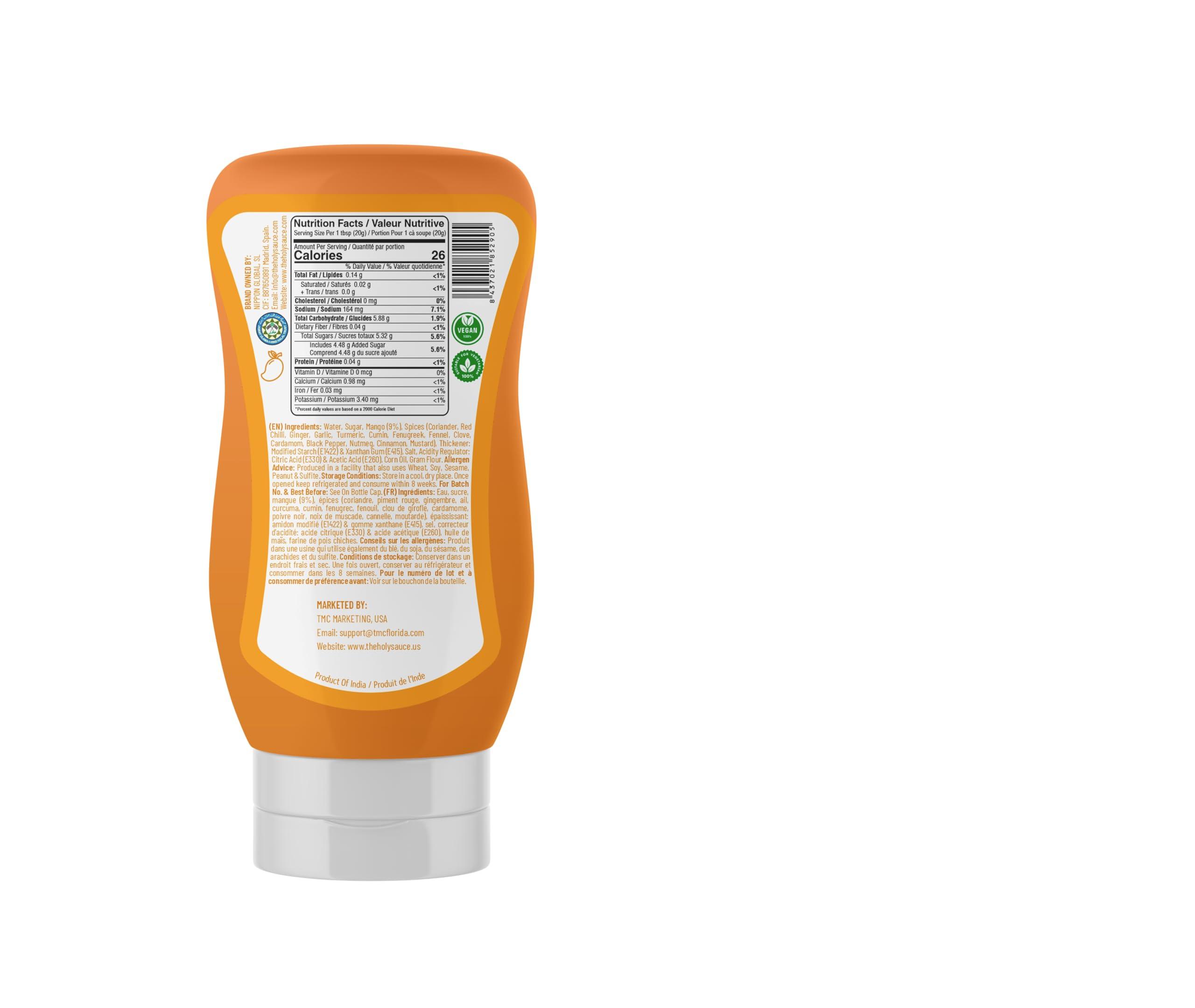 The Holy Sauce Sweet & Spicy Mango Curry Sauce - Authentic Indian Flavor! 275ml - Perfect for Chicken, Veggies, & Naan