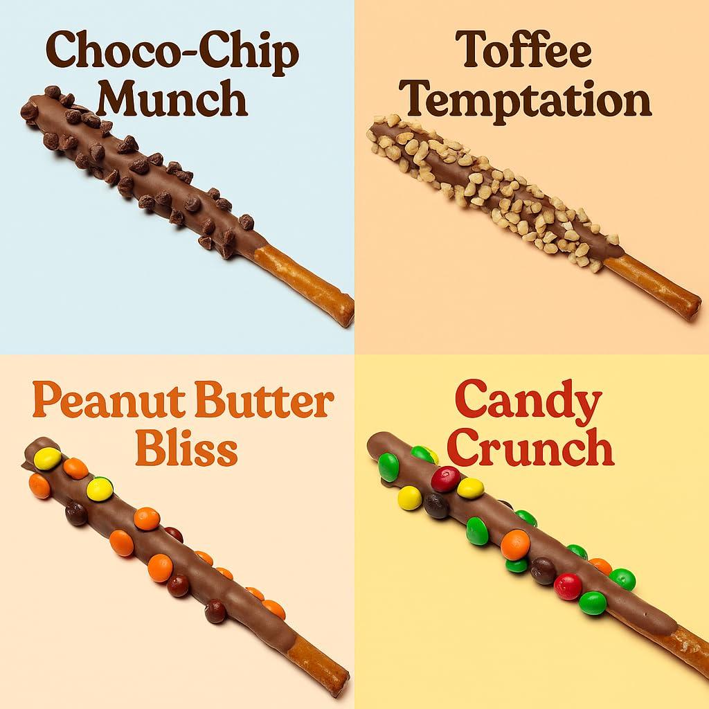 Generic Chocolate Pretzel Rods Assorted 20 Pack With Toppings