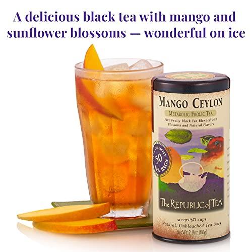 The Republic of Tea The Republic of Tea – Mango Ceylon Black Tea, Metabolic Frolic Tea, 50 Tea Bag Tin