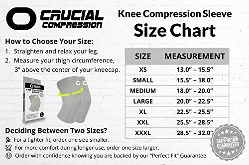 Crucial Compression Crucial Compression Knee Sleeve (1 Pair) - Best Knee Braces for Knee Pain for Men & Women - Non-Slip Knee Support for Running, Weightlifting, Basketball, Gym, Workout, Sports