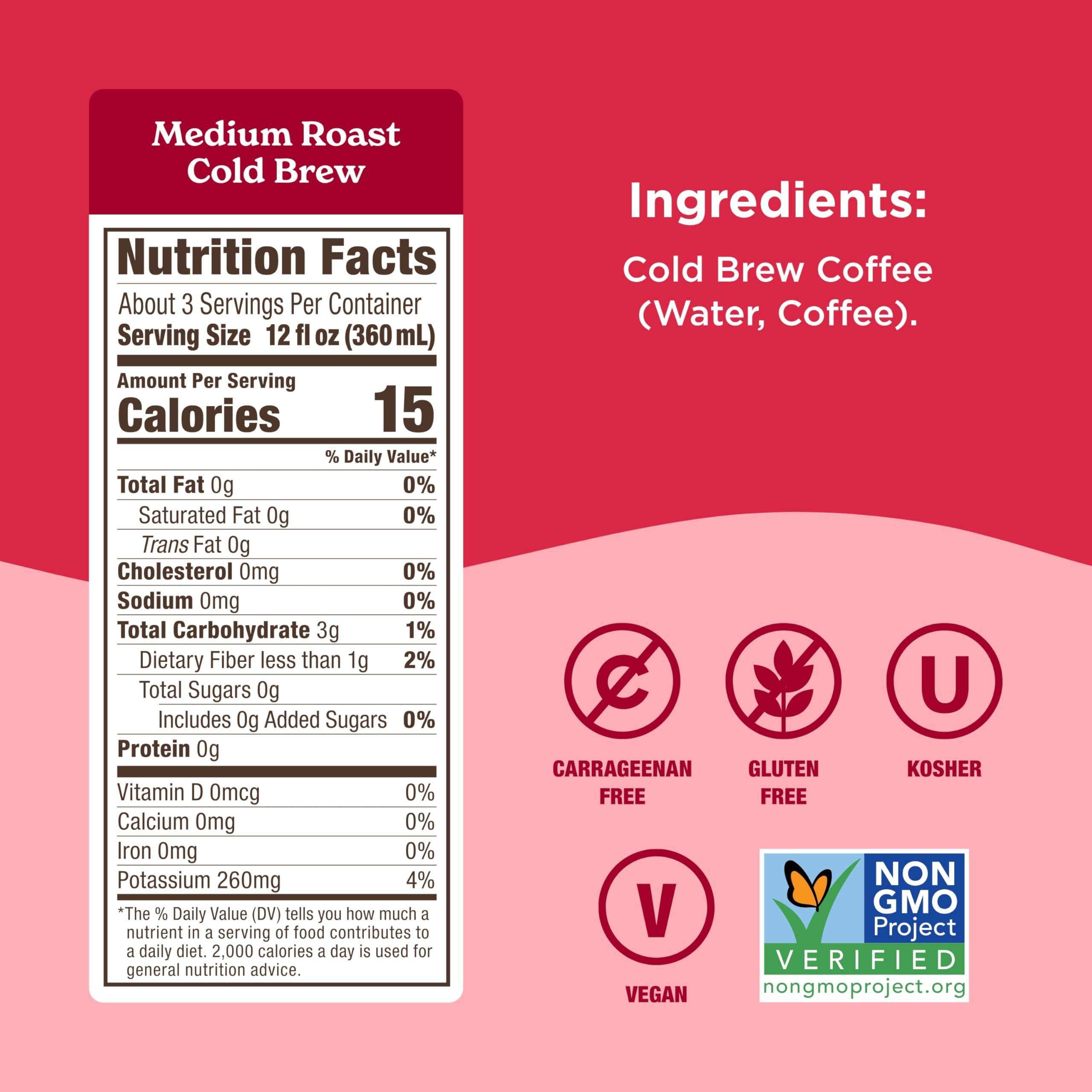 Califia Farms Califia Farms - Pure Black Medium Roast Cold Brew Coffee, 32 Oz (Pack of 6), 100% Arabica, Shelf Stable, Plant Based, Vegan, Gluten Free, Non GMO, Sugar Free, Iced Coffee