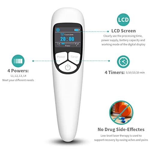 YOUICHIC Handheld Cold Laser Therapy Device with LED Display, Low Level Red Light Therapy for Dog Human Pain Relief Joint and Muscle, Body Back Shoulder Knee Pain, 4 Power & 4 Timer