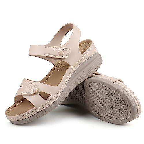 Ortho+rest Ortho+rest Women Arch Support Walking Sandals Comfortable Orthotic Sandals (8,Beige)