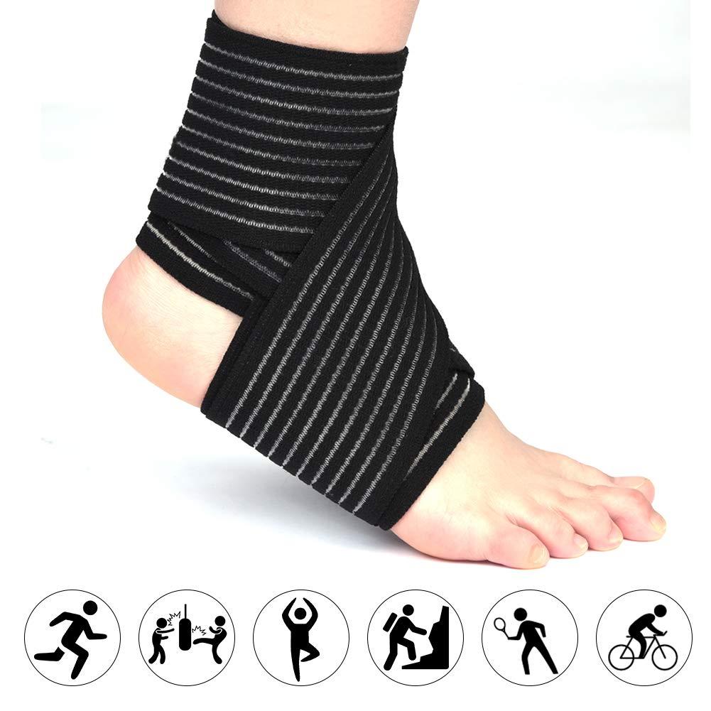 RiToEasysports RiToEasysports Black Elastic Calf Compression Bandage Sport Leg Compression Wraps Adjustable Sleeve Support Knee Brace Bands for Women Men Ankle Elbow