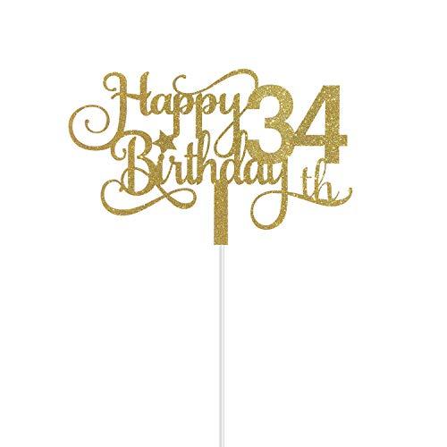 ALPHA K ALPHA K GG 34th Birthday Cake Topper, Happy 34th Birthday Cake Topper, 34th Birthday Party