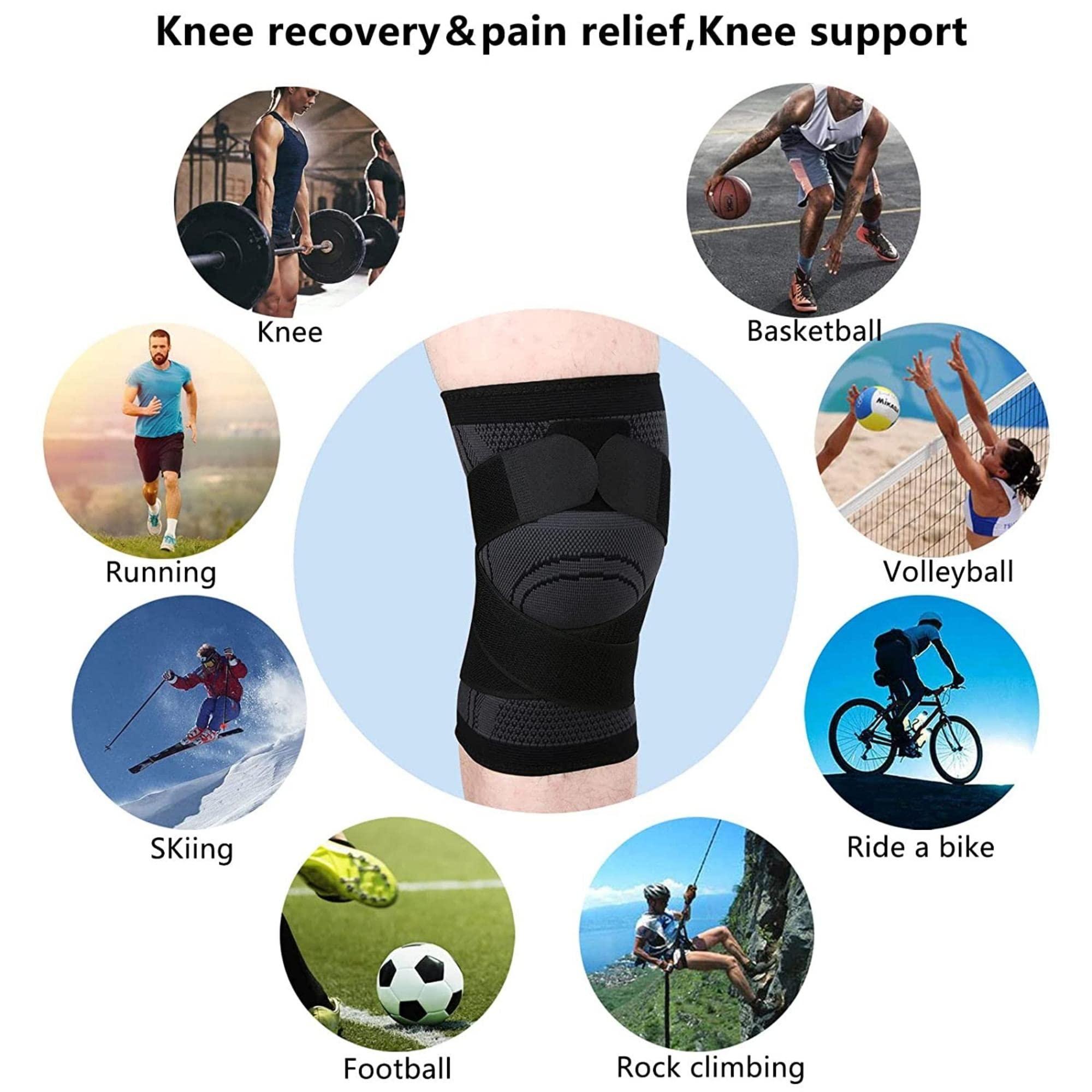 DCF DCF Knee Braces, Knee Sleeve for Men and Women - knee compression sleeve, knee Pain Relief, fitness knee Support for Sports Arthritis Working Out Running Basketball, Weightlifting, Gym (X-Large, Blue)
