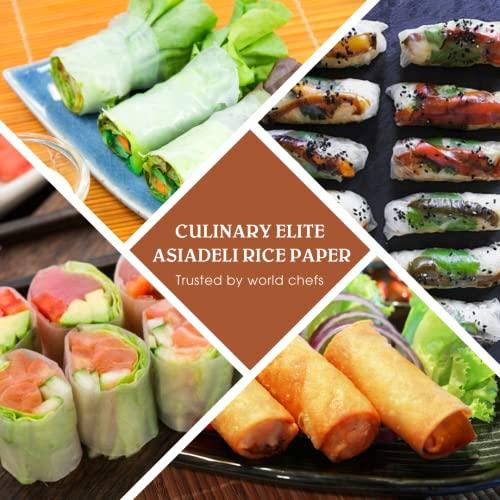 ASIADELI 30 Sheets Premium Rice Papers, 30~32 Sheets Per Pack, 10.5 oz, Vietnamese Spring Roll Wrapper, Premium Rice Paper, Round 22cm by ASIADELI(Pack of 1 Bag)
