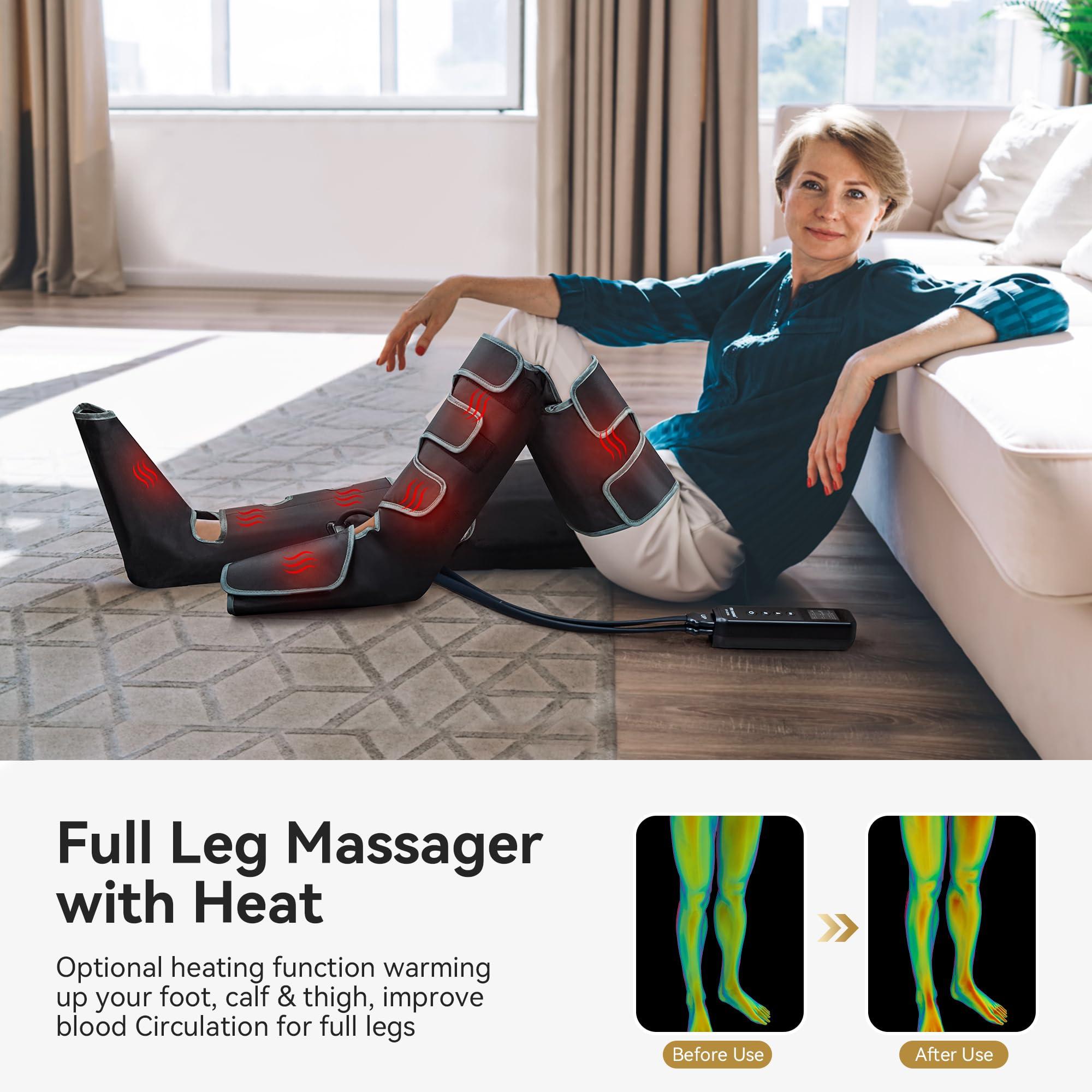 FIT KING FIT KING Full Leg Massager with Heat, Air Compression Massager for Foot Calf & Thigh Muscle Relaxation and Recovery, Helpful for Pain Relief,Swelling, Edema and RLS, FSA-HSA Approved