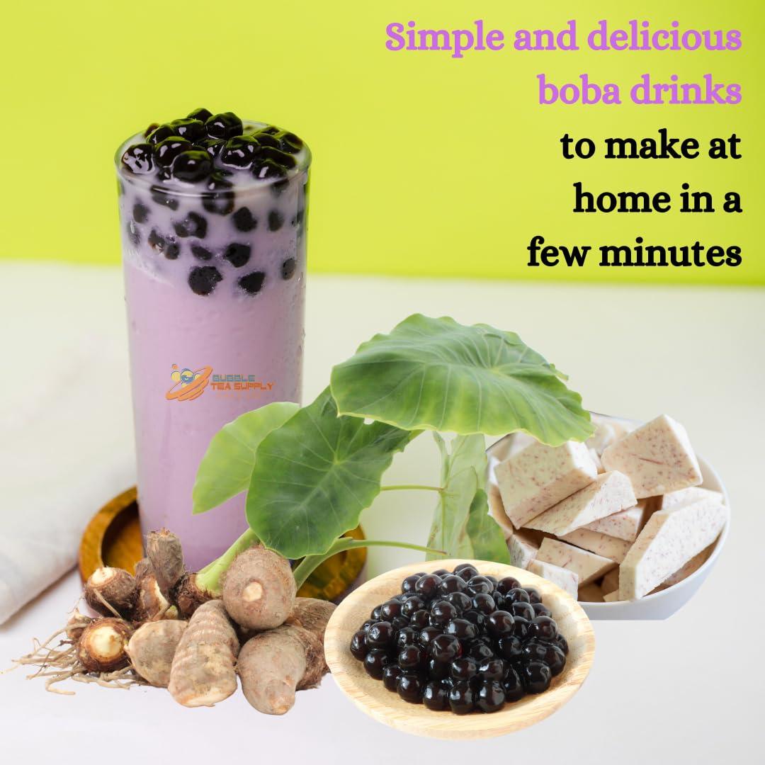 Bubble Tea Supply BUBBLE TEA SUPPLY 2.2# Boba Pearls, 45+ servings Taro powder, 1 bag fat straws - The BEST Tapioca Pearls Brown Sugar Boba Boba Balls Tapioca Boba Boba Bubbles Brown Sugar Boba Pearls Boba Pearl Boba Tea Balls to DIY Boba Drink Award Winning Boba Vari