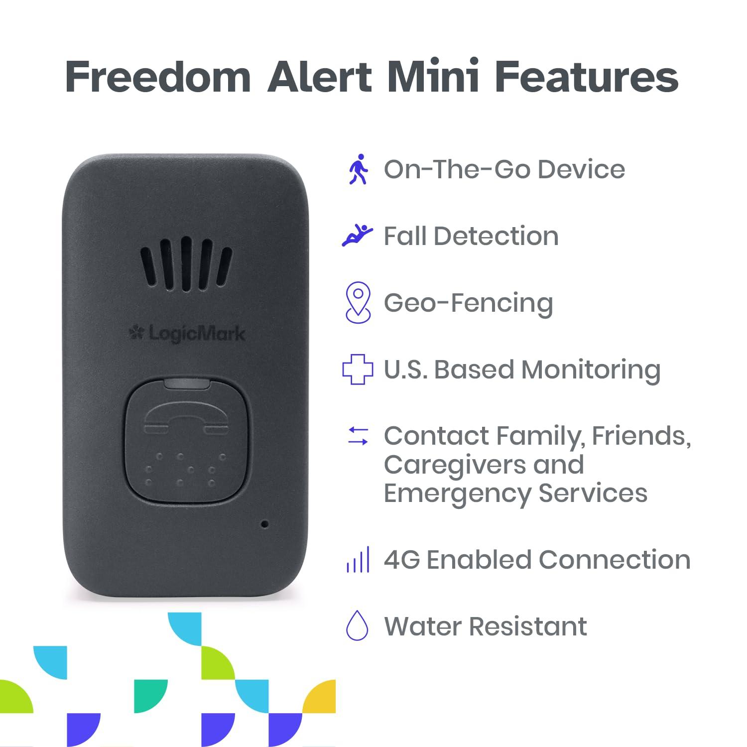 LogicMark LogicMark Freedom Alert Mini, Home Medical Alert System for Seniors and Elderly, Wearable Mobile Device, 2-Way Calling, GPS, Fall Detection, Subscription Based