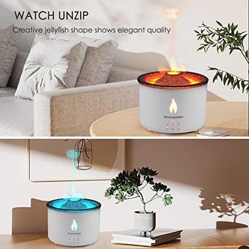 YMYMGGI YMYMGGI Volcano Diffuser Aromatherapy Oil Humidifier 2 Mist Mode Flame Humidifier,360ML Timer and Waterless Auto-Off Double Color with Remote Control for Home Office