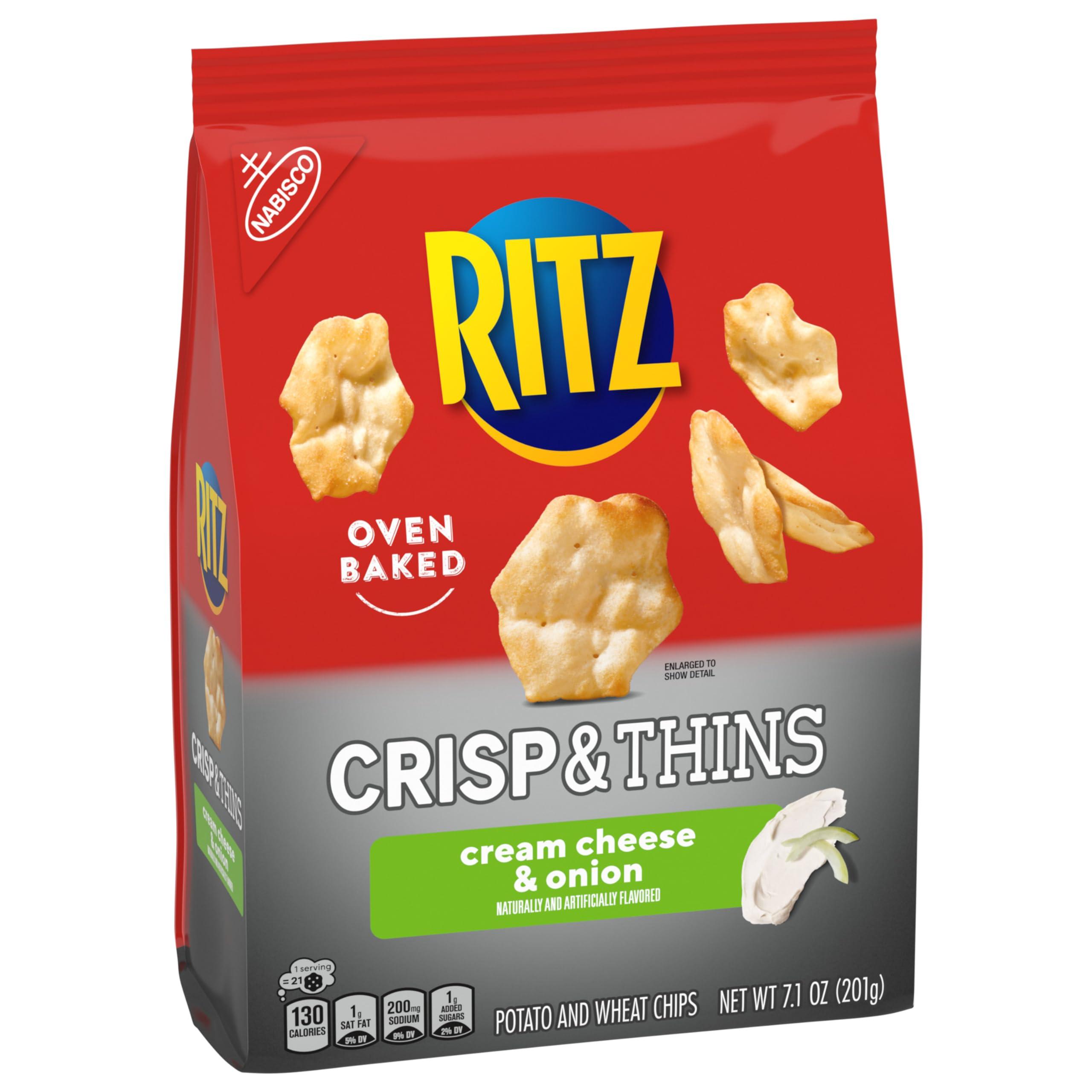 Ritz RITZ Crisp and Thins Cream Cheese and Onion Chips, 6 - 7.1 oz Bags