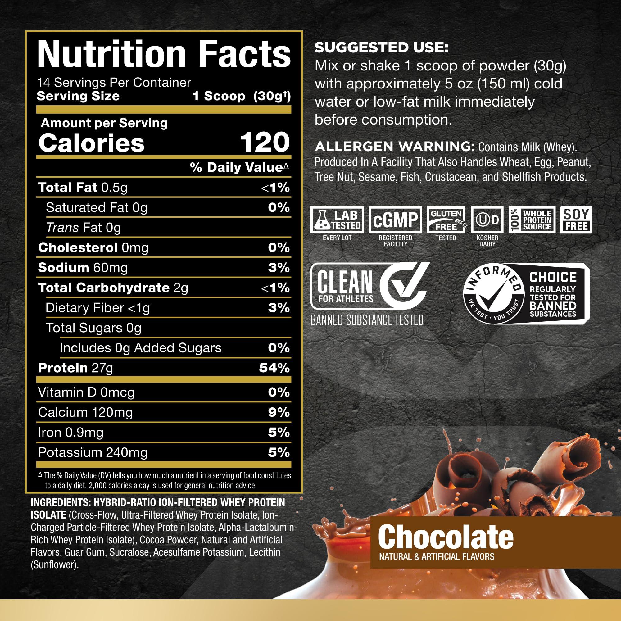 ALLMAX Nutrition ALLMAX ISOFLEX Whey Protein Isolate, Chocolate - 1 lb - 27 Grams of Protein Per Scoop - Zero Fat & Sugar - 99% Lactose Free - Gluten Free & Soy Free - Approx. 15 Servings