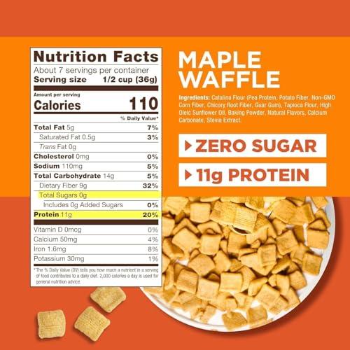 Catalina Crunch Catalina Crunch High Fiber Cereal Variety Pack Cinnamon Toast & Maple Waffle, 2 Flavors - 4 bags | Low Carb, Zero Sugar, Gluten Free | Vegan Protein Snacks | Breakfast Protein Cereal | Keto Friendly Foods