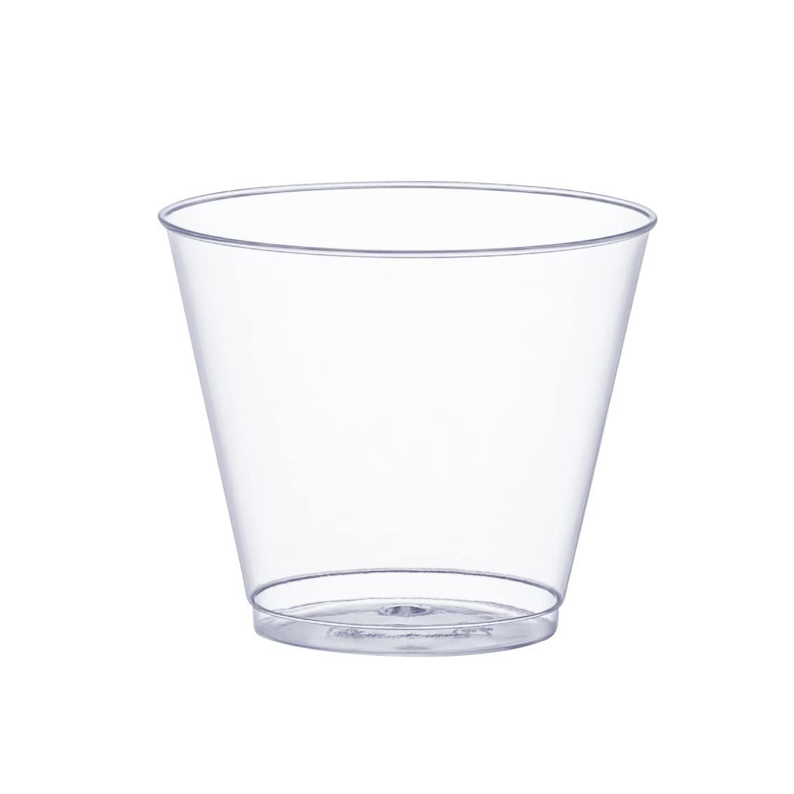 SETUP Clear Hard Plastic Cups/Tumblers [9 oz. Squat - 200 Count] Small Disposable Party Cocktail Glasses