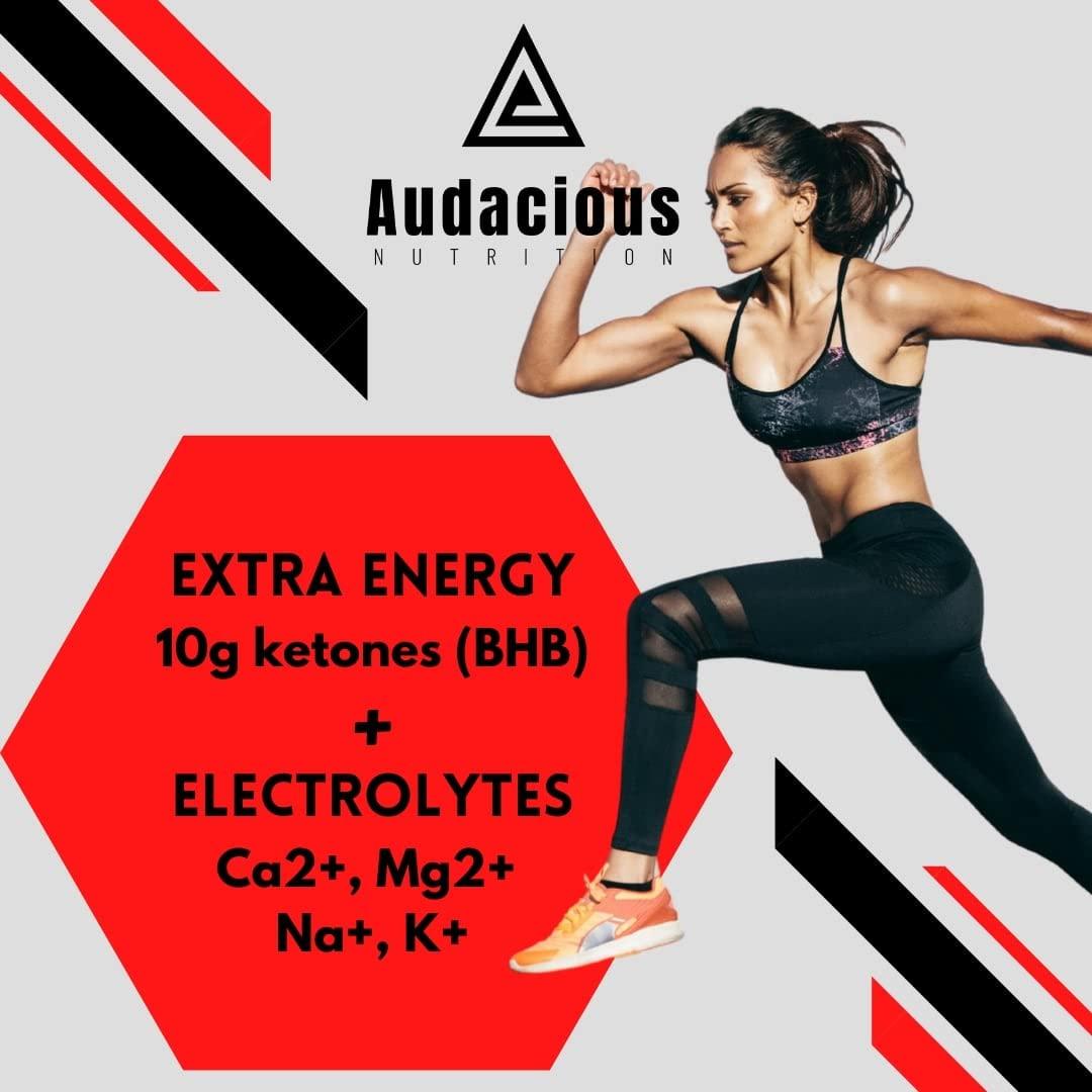 Audacious Nutrition Audacious Nutrition KetoStart+ | Exogenous Ketones Powder with Electrolytes for Energy, Strength & Focus | with Caffeine | Raspberry Lemonade Flavor Electrolyte Powder (10x Ketones Drink Mix Packets)