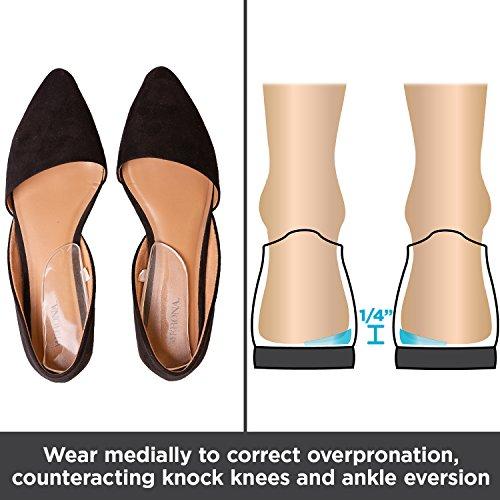 BraceAbility Medial & Lateral Heel Wedge Silicone Insoles (Pair) - Supination & Pronation Corrective Adhesive Shoe Inserts for Foot Alignment, Knock Knee Pain, Bow Legs, Osteoarthritis image-3