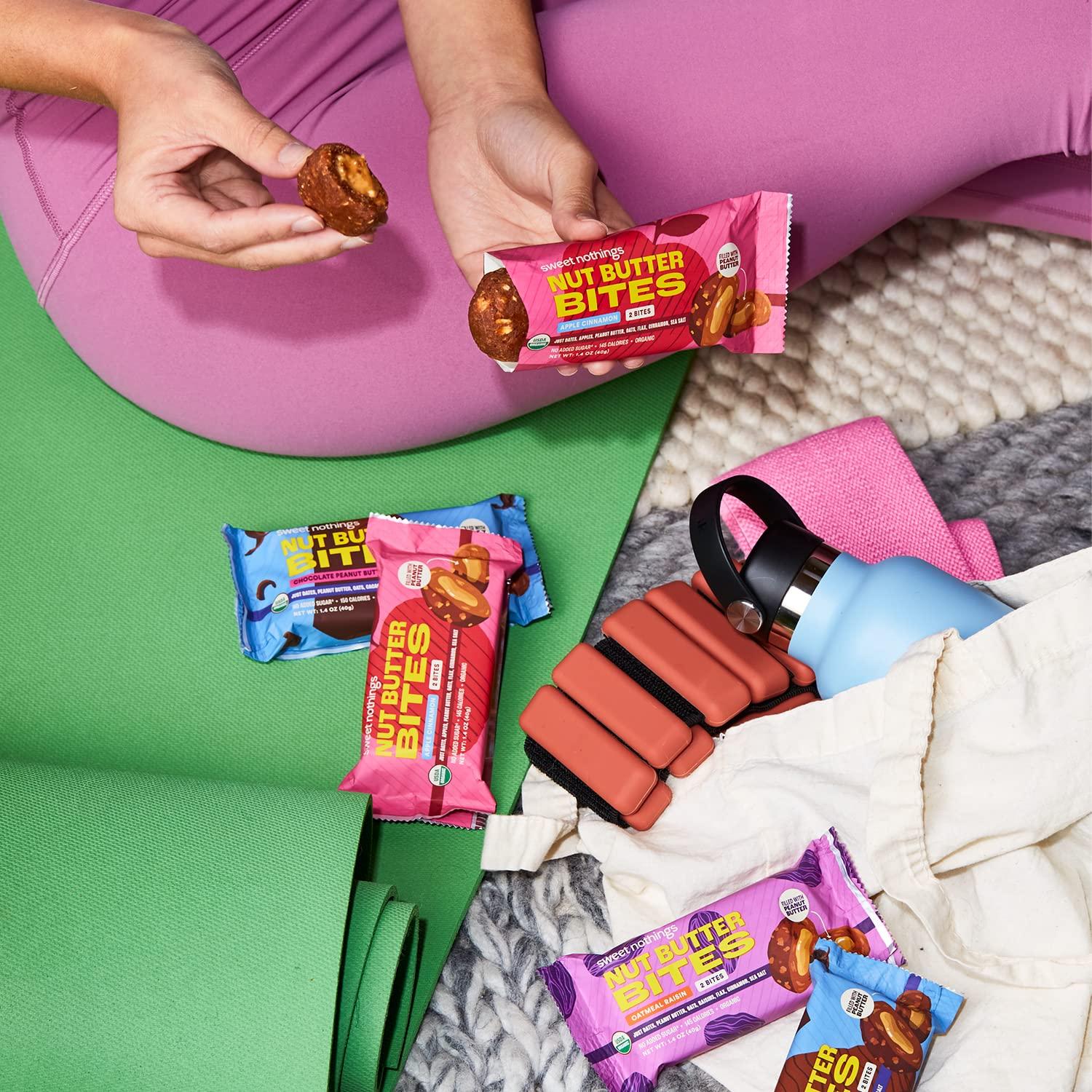 Sweet Nothings Sweet Nothings, Oatmeal Raisin, USDA Organic Nut Butter Bites Protein Bar, Nut & Date Snack, Filled with Peanut Butter, 12-2 Bite Value Packs - No Added Sugar, Plant Based, Vegan, Only 7 Ingredients