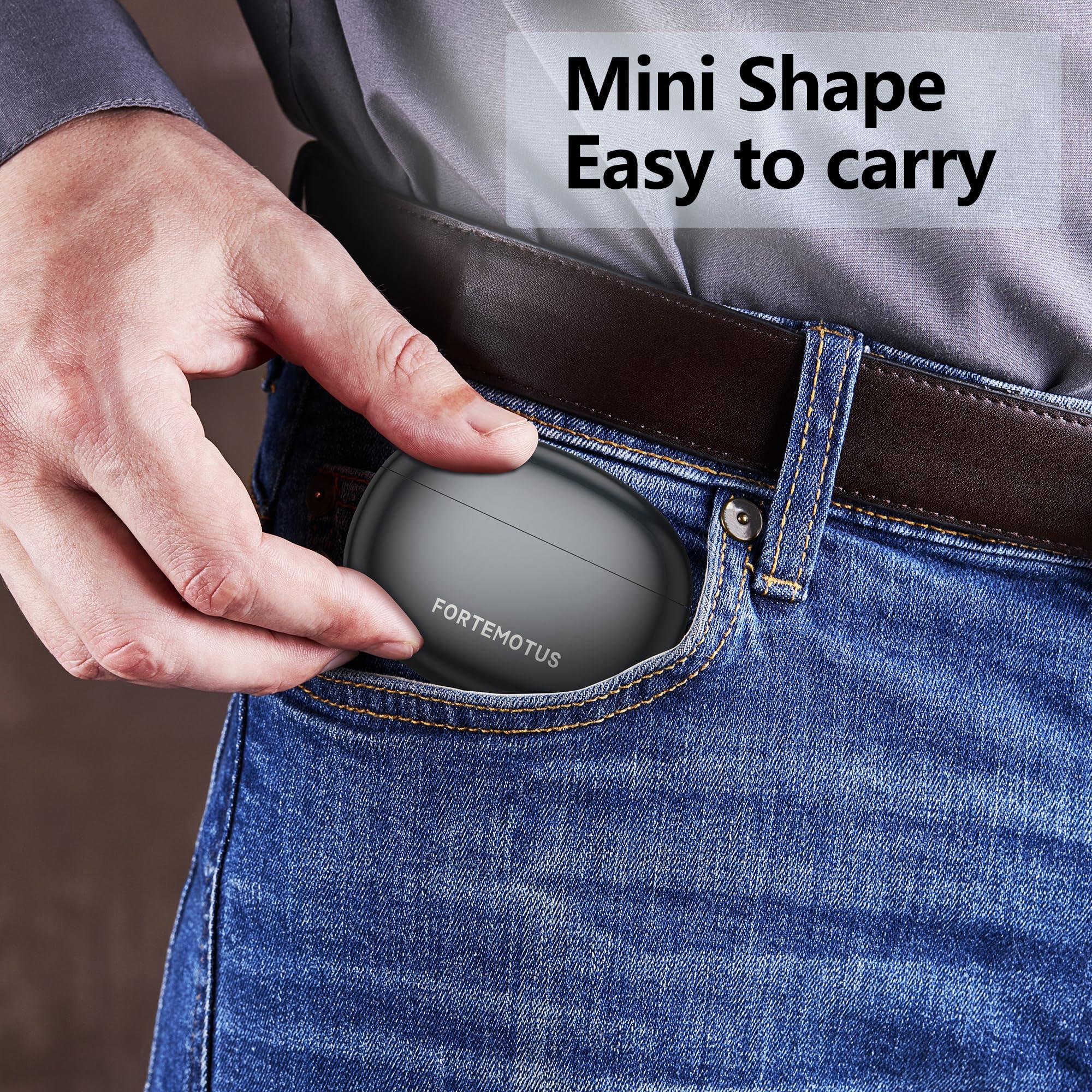 FORTEMOTUS Hearing Aids for Seniors with Hearing Loss, New Rechargeable 16-Channel Digital Hearing Aid with Intelligent Noise Cancelling, Invisible Hearing Amplifier With Portable Charging Case(Black)