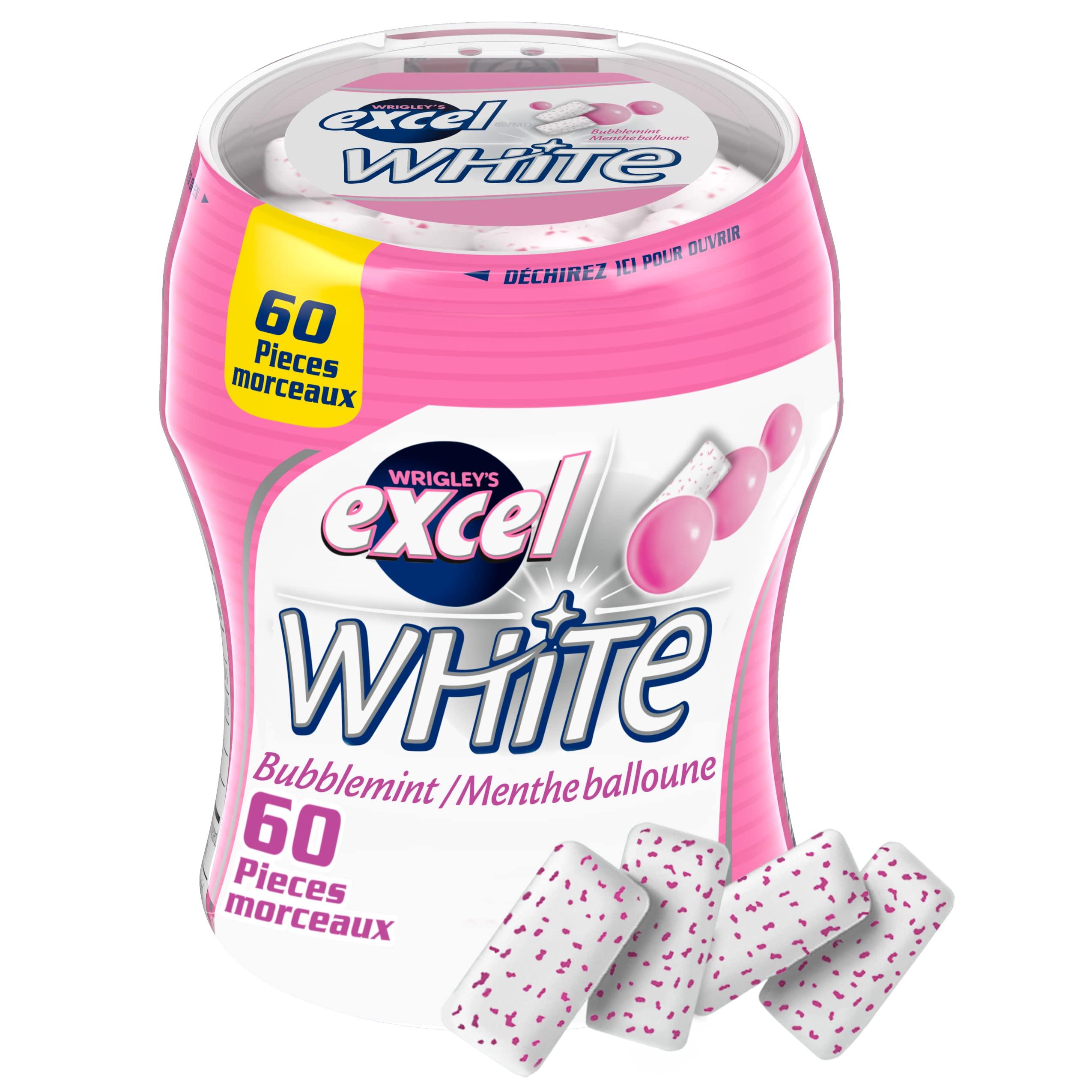 Excel White Excel White Sugar-Free Gum,Bubblemint, 60pc Bottle,6ct{Imported from Canada}