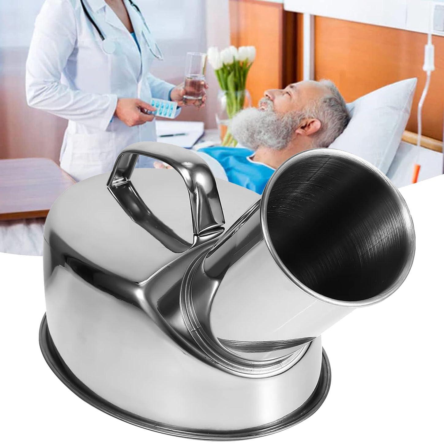 MIFANI Male Urinal Urine Bottle for Men,Stainless Steel Urinals Hand Held Pee Bottle for Men, Professional Urinal Bottle Spill Proof 7Cm Large Diameter Design for Car, Travel, Elderly, Incontinence, 1300Ml