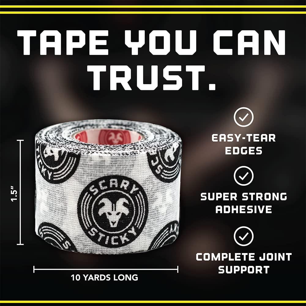 Goat Tape Goat Tape Scary Sticky Premium Athletic Tape, Weightlifting Tape, Thumb Tape for Hook Grip, Sticks with You Through The Toughest Fitness Workouts and Lifts, White/Black, 2 Rolls