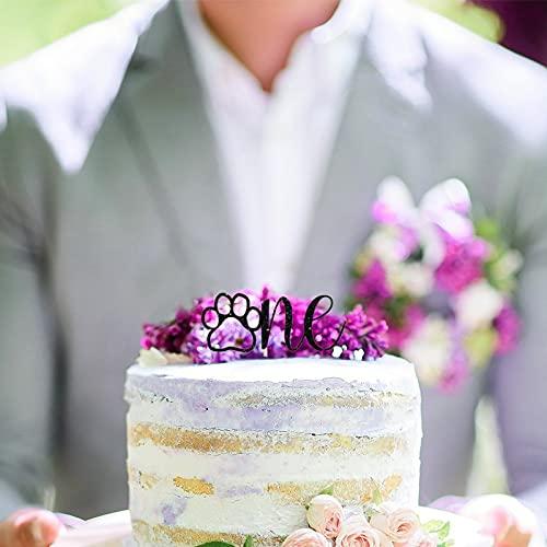 Encounter168 custom birthdays wedding cake topper funny One Cake Topper Pet's First Birthday Topper Paw Print Cake Topper Anima Theme Cake Topper Puppy Cake Topper