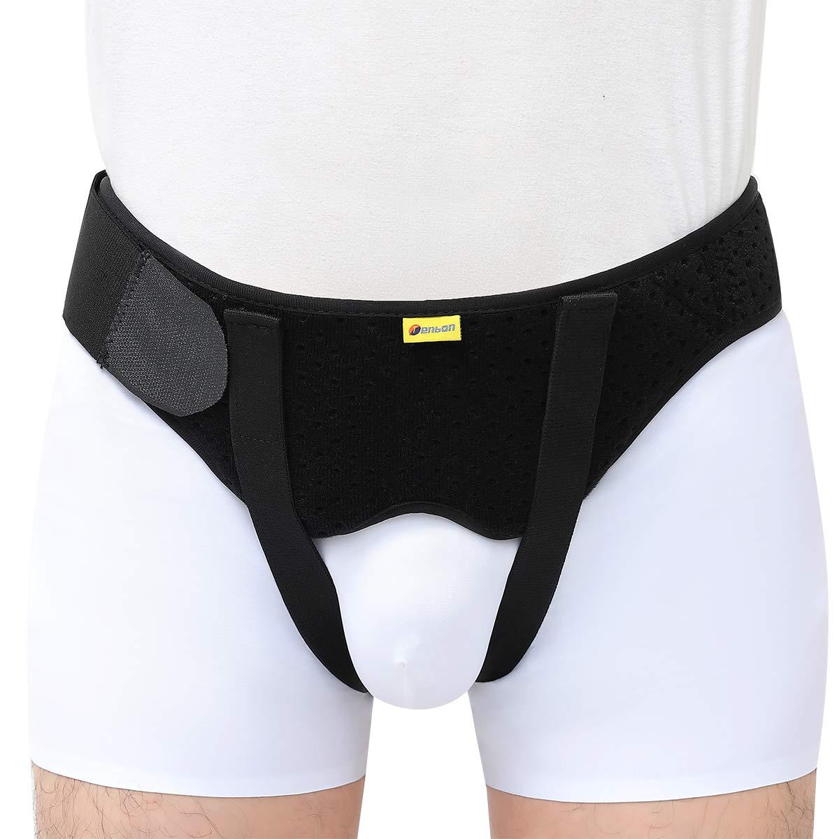 Tenbon Tenbon Hernia Belt Truss for Single/Double Inguinal or Sports Hernia, Hernia Support Brace for Men for Women Pain Relief Recovery Strap with 2 Removable Compression Pads Comfortable Material (Small+M)