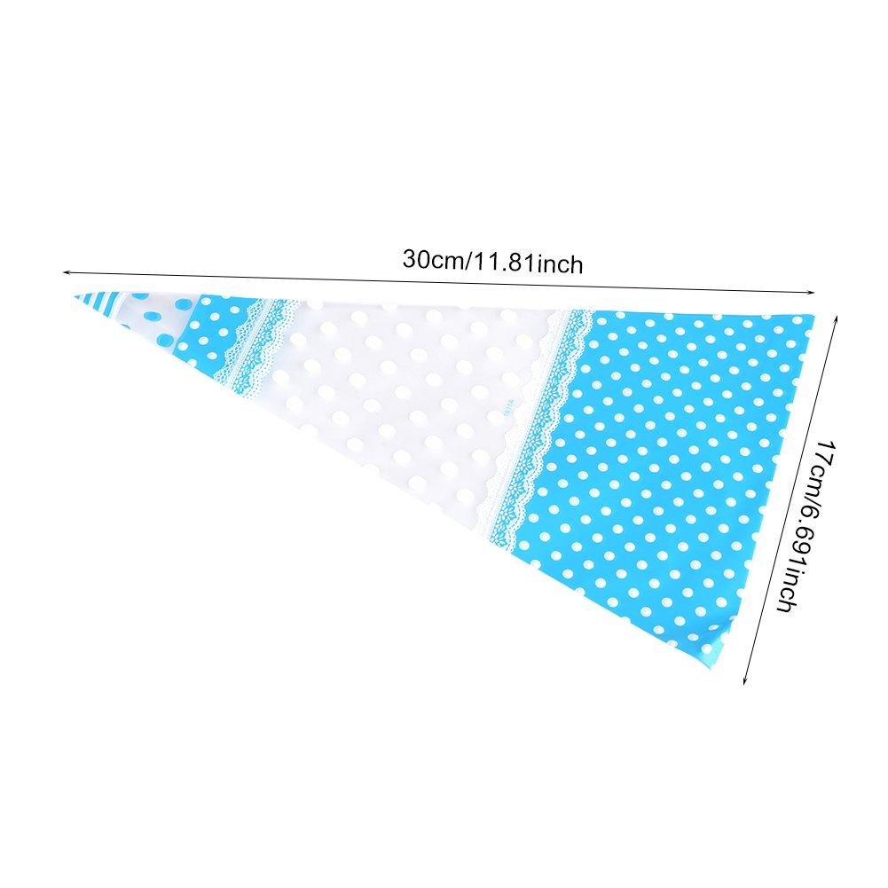 Kuuleyn Cone Shaped Cellophane Treat Bags, Cellophane Cone Bags, 50 Packs Festival Clear Cone Shaped Treat Popcorn Bags Cellophane Candy Bags with Twist Tie (Blue, 4 Silk * 17cm * 30cm)