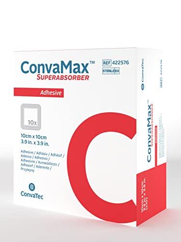 ConvaTec ConvaMax Superabsorber Adhesive Dressing 4"x4" Soft Absorbent Wound Dressing with High Fluid Retention Core, 422576, Box of 10