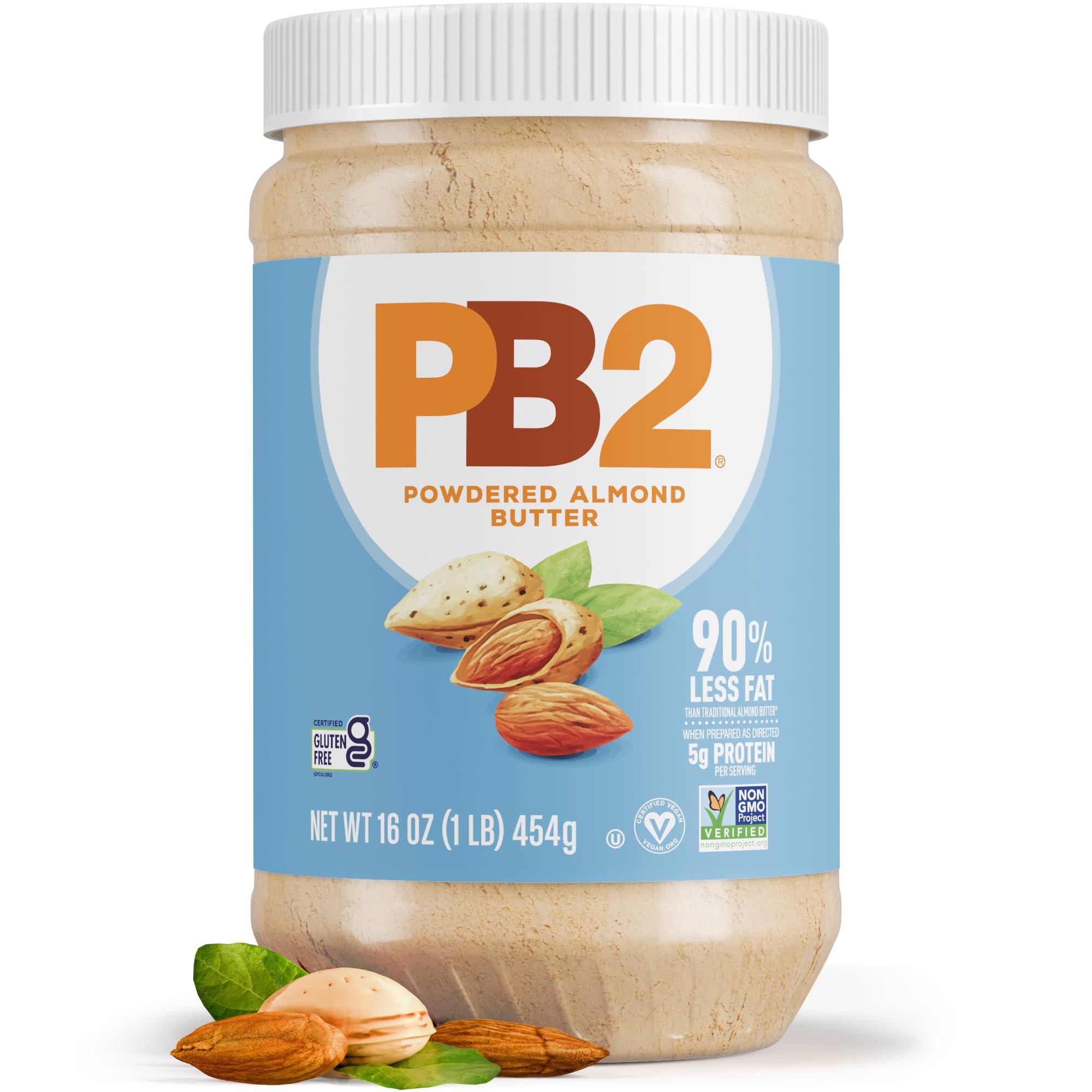 PB2 PB2 Powdered Roasted Almond Butter, 16oz Low-Fat Vegan Almond Powder, Low Carb Nut Butter, Non-GMO, Gluten Free, Kosher