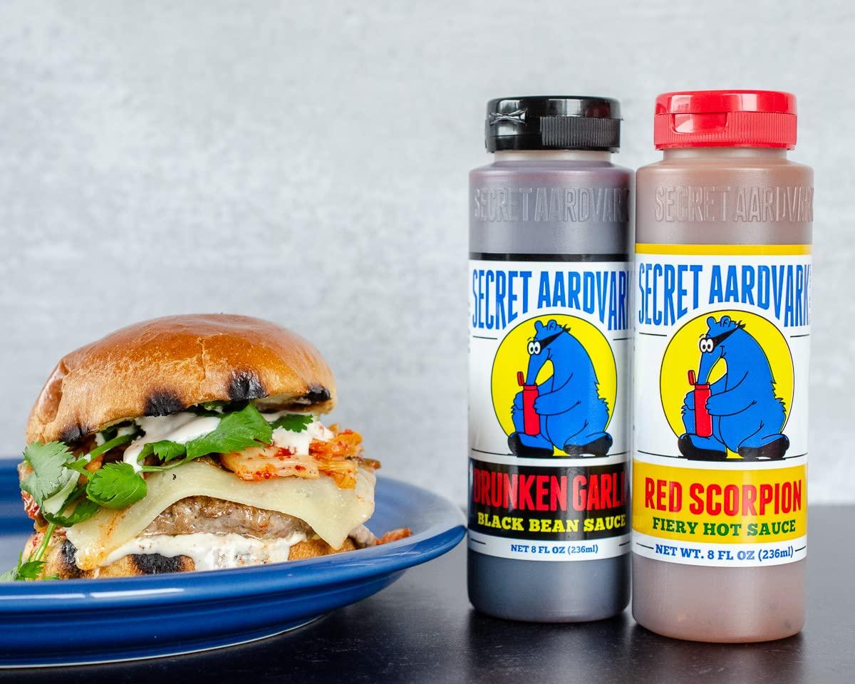 SECRET AARDVARK TRADING CO. Secret Aardvark Hot Sauce Variety Pack - Drunken Jerk, Drunken Garlic, and Habanero Hot Sauce, Low Carb, Hot Sauce & Marinade Gift Set - 8 fl oz 5 Pack