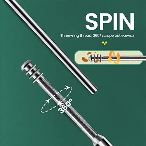 PIPLYKI The Most Professional Ear Cleaning Master in 2023 - Ear Cleaner Tool Set, Earwax Cleaning Tool 6-Piece Set with PU Leather, Spiral Design Stainless Steel Earwax Removal Kit (Purple)