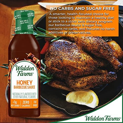 Walden Farms Walden Farms Sugar Free Honey BBQ Sauce, 12-oz. Gourmet Barbecue Grilling Marinade for Meat, Ribs, Pork, Chicken, and Steak, No Carb Keto Friendly, 2 Pack