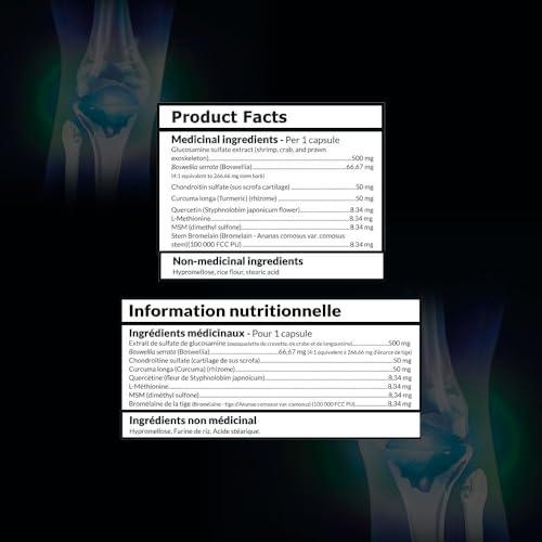 Intelligent Labs Intelligent Labs Glucosamine and Chondroitin High Strength Complex with MSM | 180 Capsules | Immune System Support | with Turmeric, Boswellia, and Quercetin Joint Care Supplements