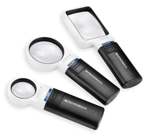 GBBC Eschenbach Mobilux LED Hand Held Magnifier, 4X, 2.0 x 2.0 inches (50 x 75 mm), Resin Lens, Black, PXM Optical Resin, Aspherical, Therapy Hard Coating, LED Light