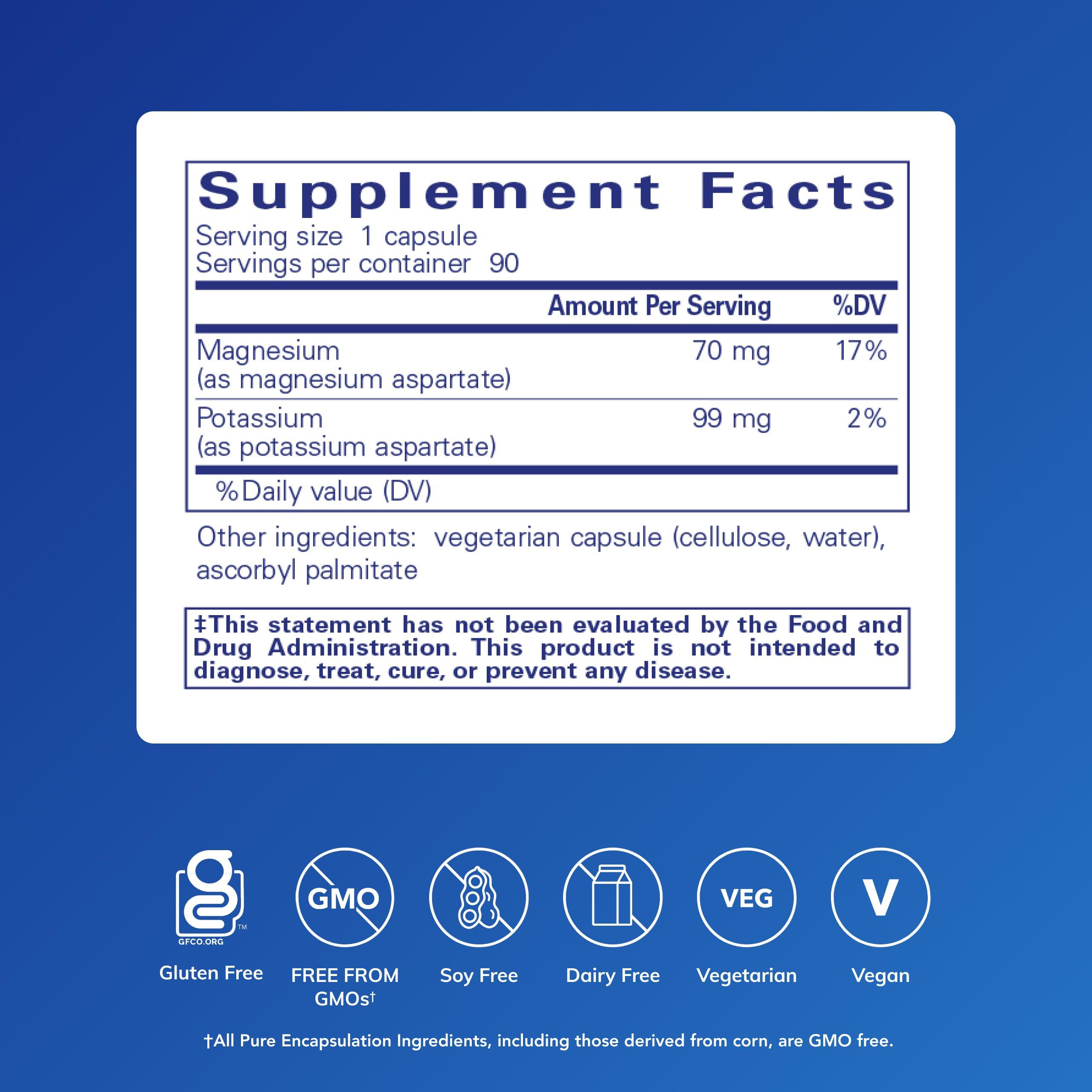Pure Encapsulations Pure Encapsulations Potassium Magnesium (Aspartate) | Supplement to Support Heart, Muscular, Bone, and Nerve Health* | 90 Capsules