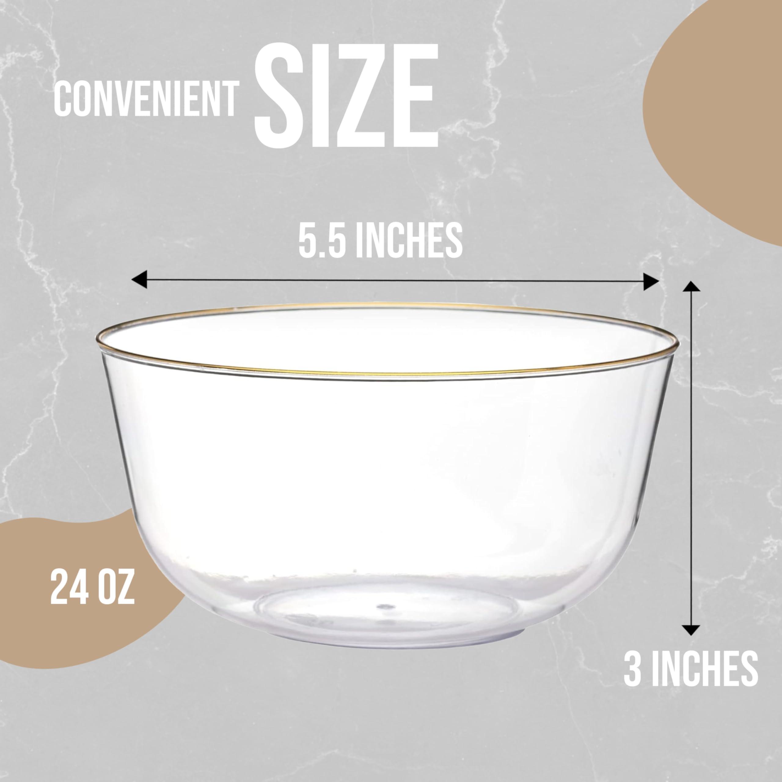 Trendables Trendables Plastic Bowls Disposable Bowls 24 Oz Bowl Set Of 10 Clear Gold Rimmed Fancy Plastic Serving Bowls Perfect Plastic Ice Cream Bowls Plastic Salad Bowls Plastic Candy Bowl