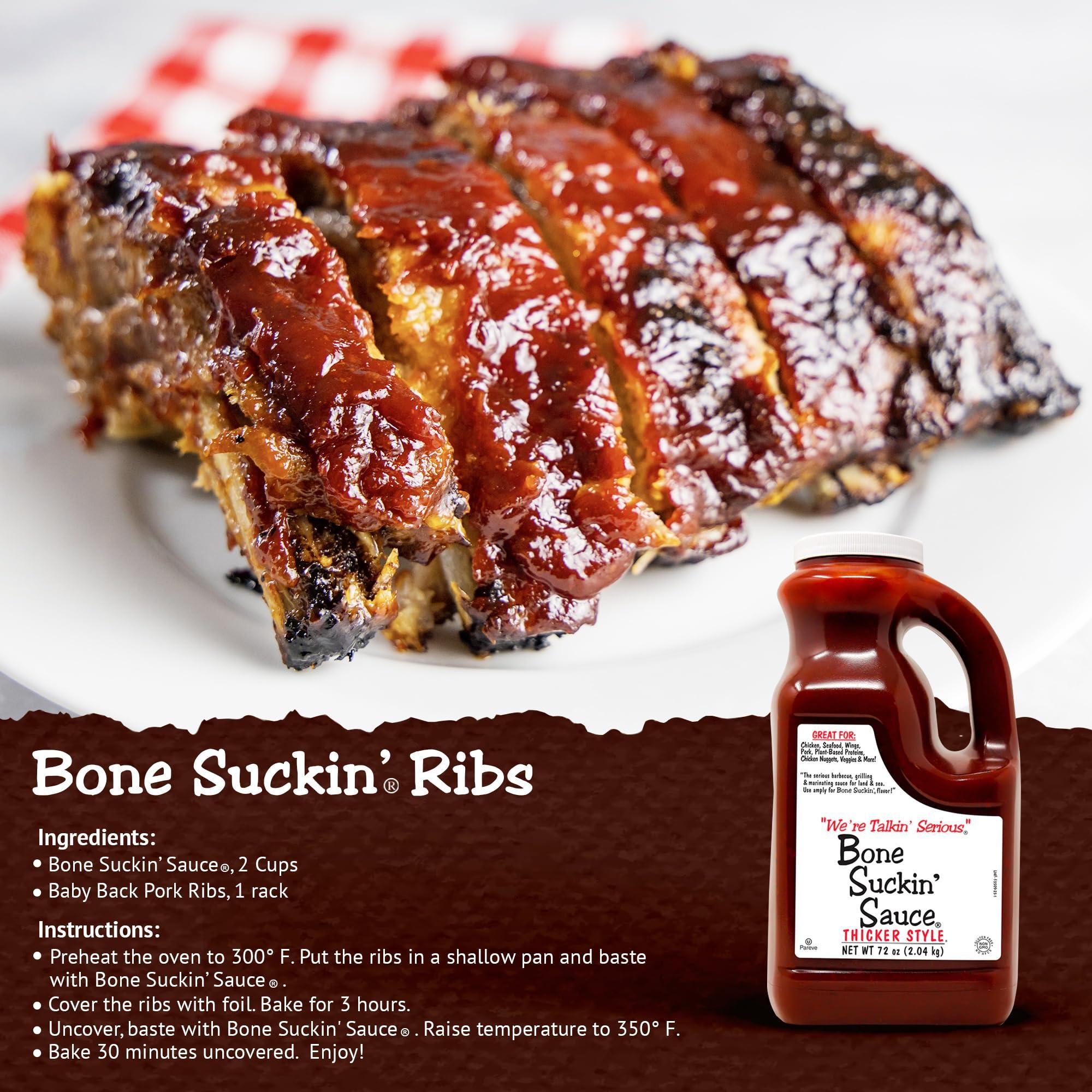 Bone Suckin' Bone Suckin\' Sauce Sweet Southern Thick BBQ Sauce, Gluten-Free, Non-GMO, Kosher, Thick Barbecue Sauce Sweetened with Cane Sugar & Molasses, 72 Ounce Jug