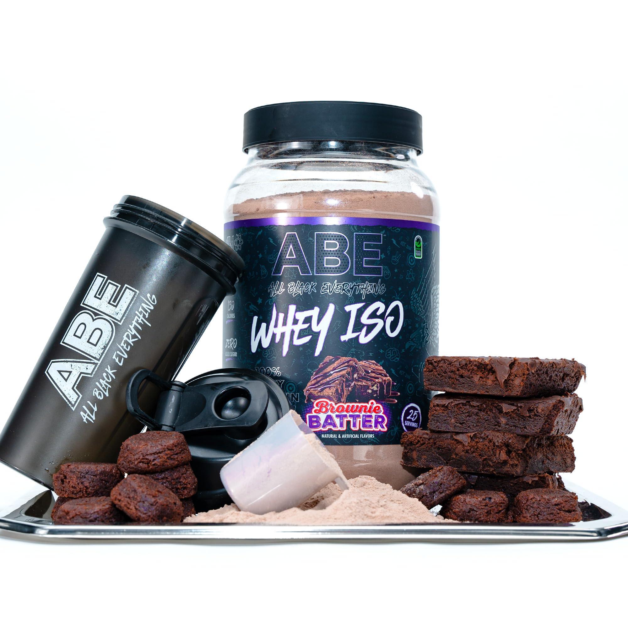 ABE all black everything All Black Everything 25g Whey Protein Powder | Brownie Batter | 20 Servings | Whey Protein Isolate | Low Carbs & Low Sugar | MCTs