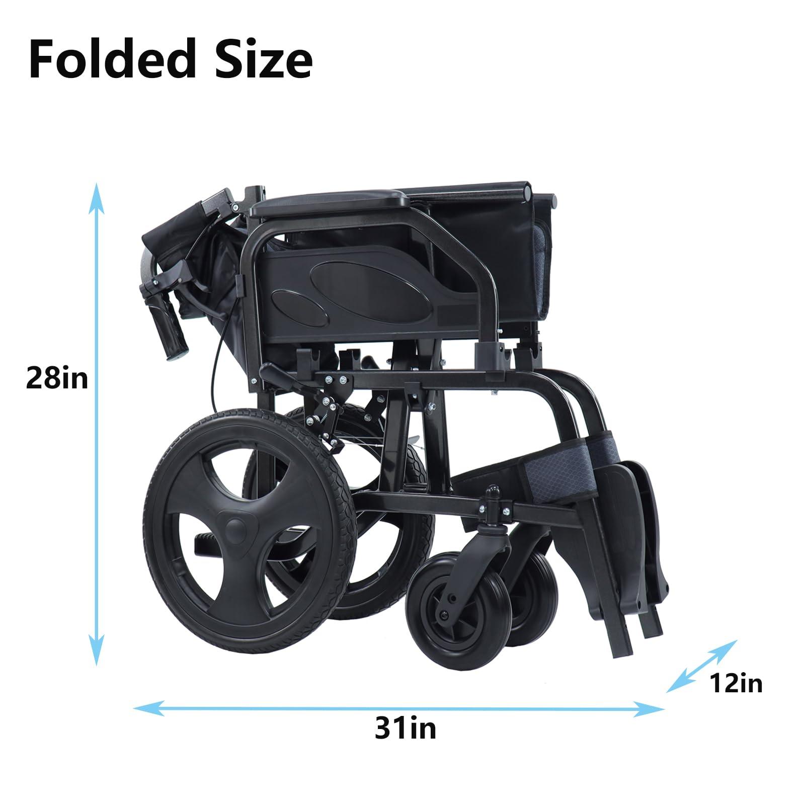 urge medical Lightweight Wheelchair Aluminum Alloy with Handbrakes, Silla de Ruedas for Adults, Durable Square Tube and Flip Up Armrest