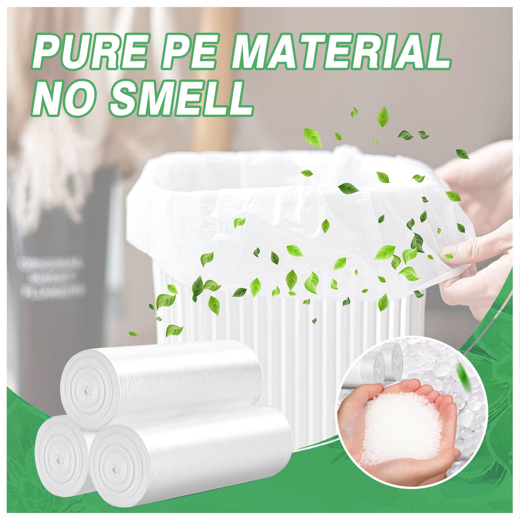LEAGIM Small Trash Bags 2.6 Gallon-108 Count Leakage-Proof Strong, Small Mini Garbage Bags for Bathroom, Bedroom, Office, White Small Trash Can Liners