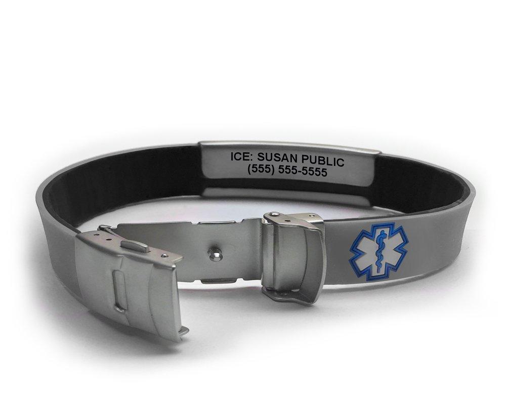 Universal Medical Data "Taking ANTICOAGULANT Blood THINNERS" Sport/Slim Reversible Medical Alert ID Bracelet for Men and Women