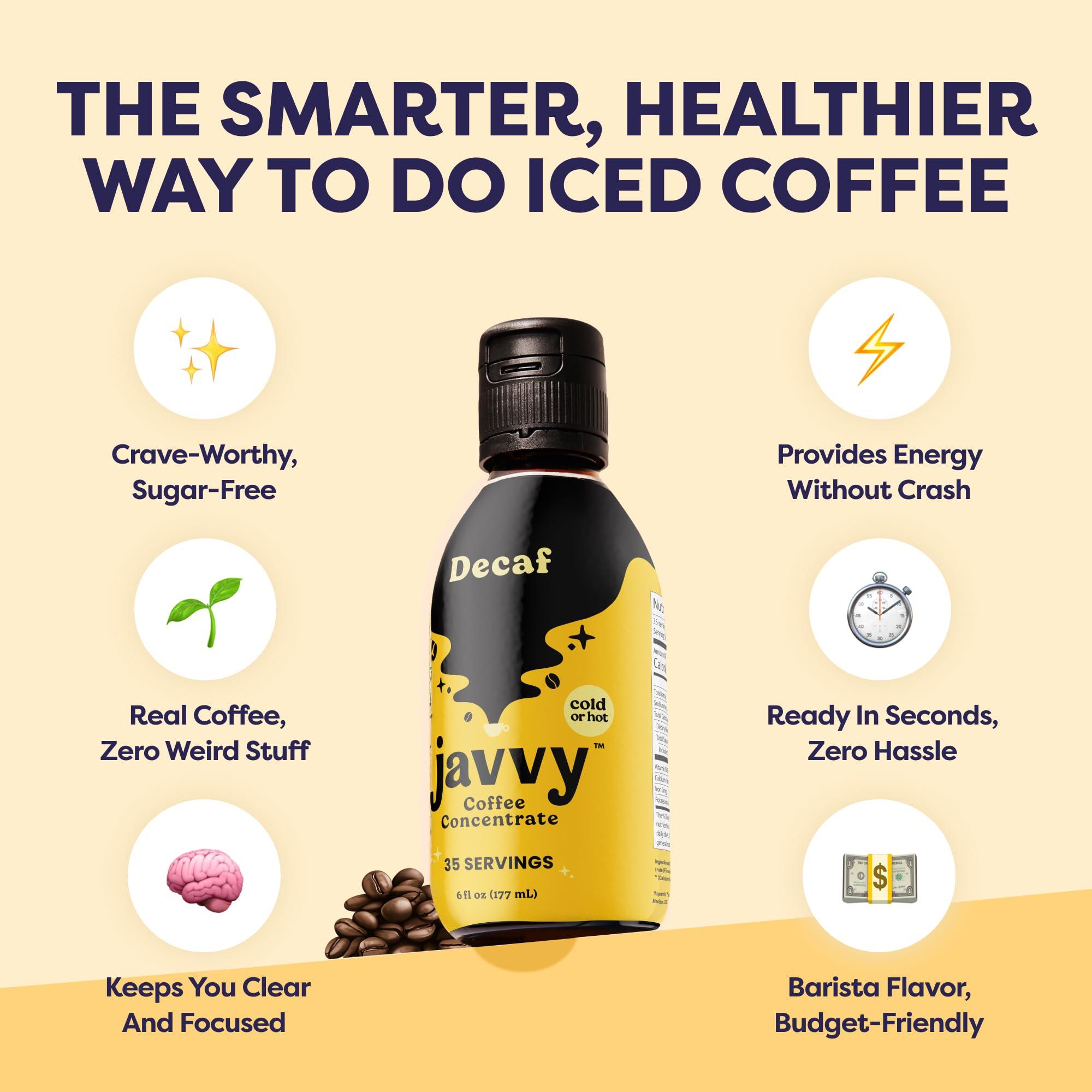 Javy Coffee Javy Coffee Concentrate - Cold Brew Coffee, Perfect for Instant Iced Coffee, Cold Brewed Coffee and Hot Coffee, 35 Servings - Original Decaf