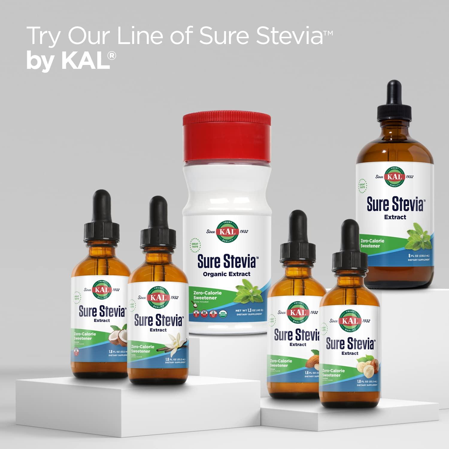 KAL KAL Sure Stevia Extract Powder, Low Carb, Plant Based Stevia Sweetener, Great Taste, Zero Calories, Zero Sugar, Low Glycemic & Perfect for a Keto Diet, 60-Day Guarantee, Approx. 1820 Servings, 3.5oz