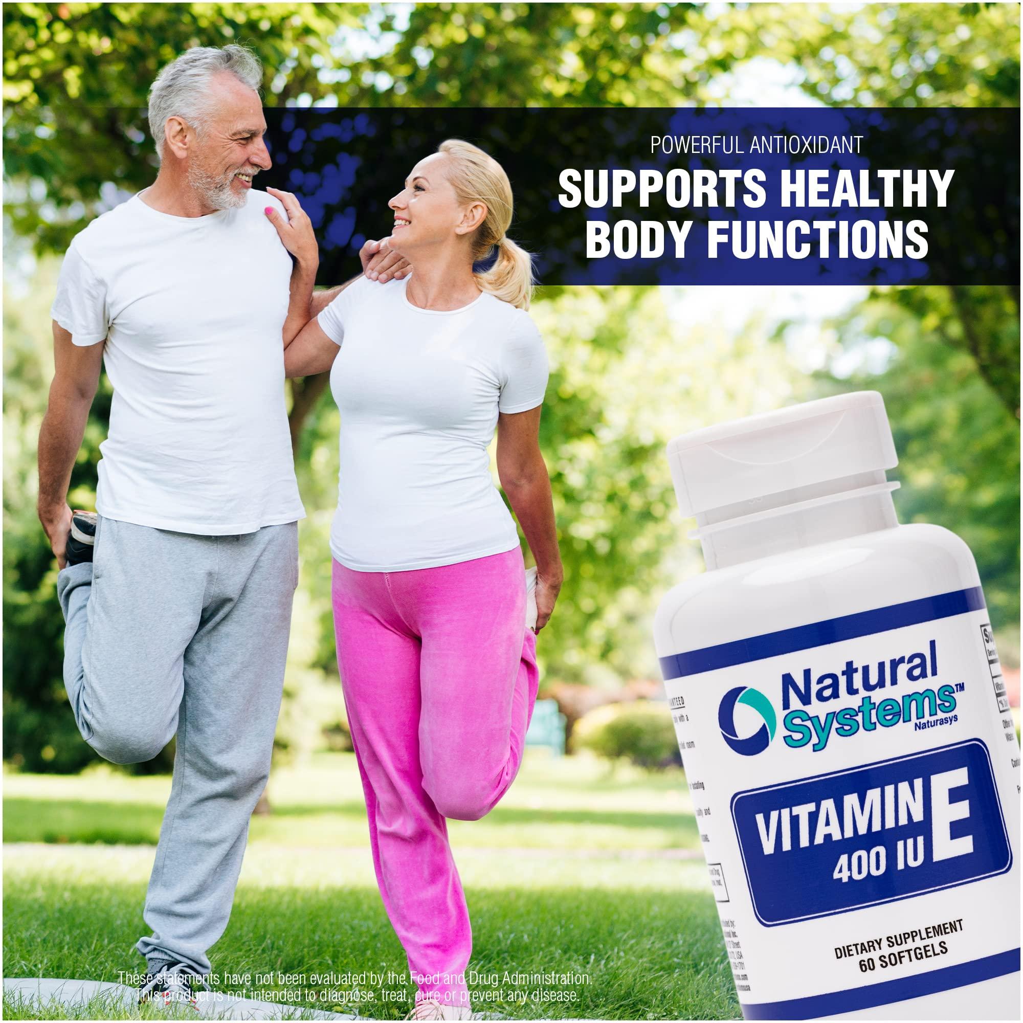 Natural Systems Naturasys Vitamin E 60 Softgels 400 IU by Natural Systems - Vitamin E Supplements Immune System Support * - Vitamin E Softgels Skin Care - Natural Vitamin E Non-Sugar, Non-Artificial Flavors or Preservatives