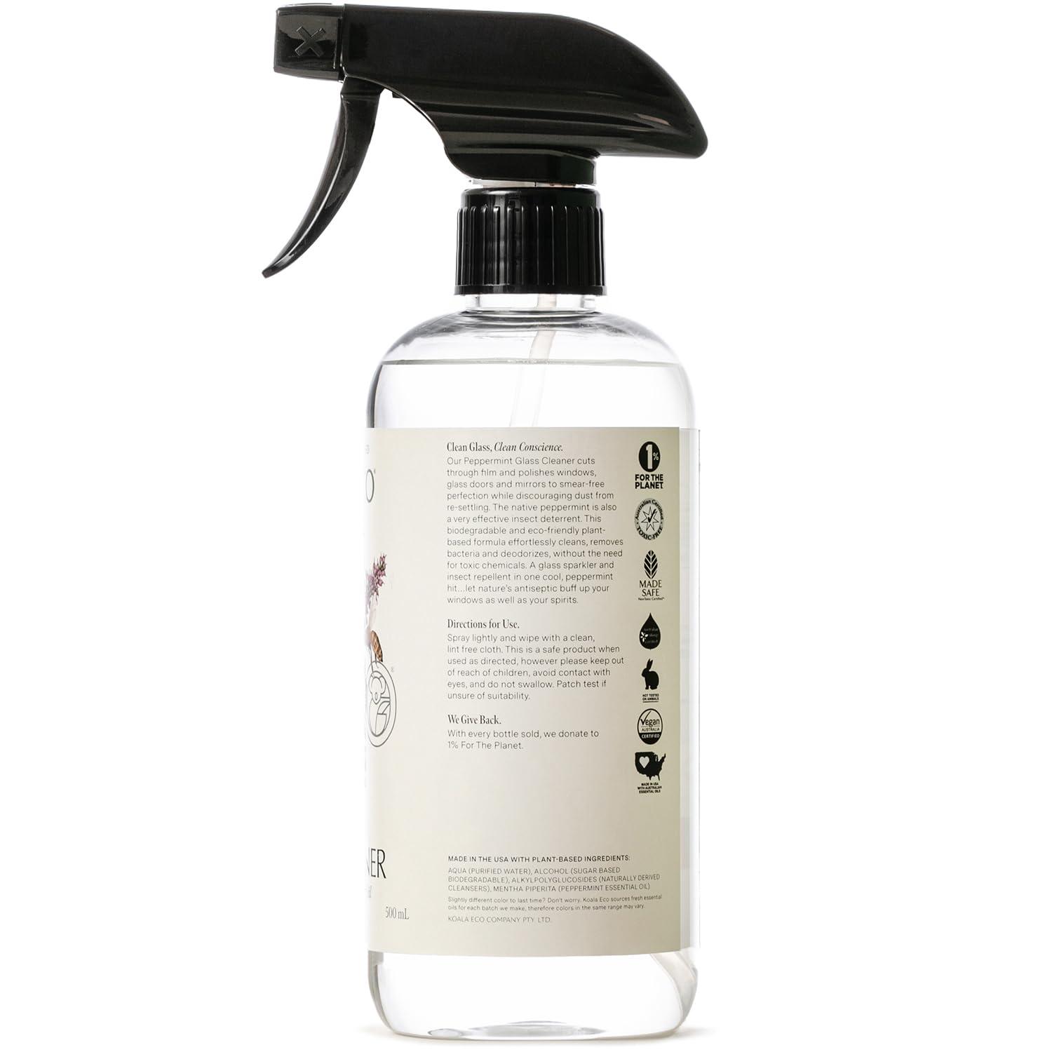 Koala Eco Koala Eco Natural Glass Cleaner - Plant-Based, Eco-Friendly - with Australian Peppermint Essential Oil - 16oz