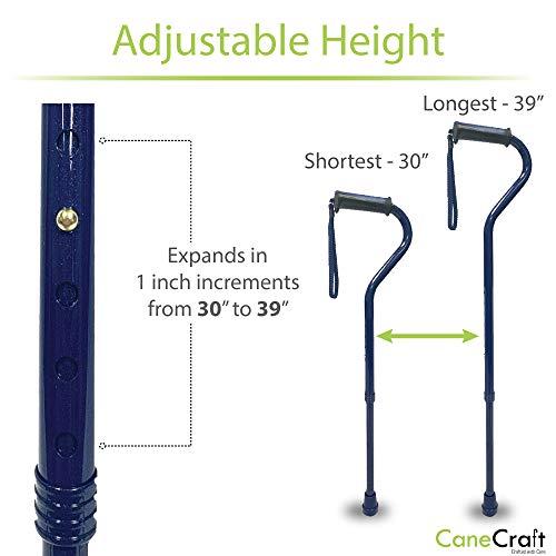 Canecraft Canecraft Offset Handle Walking Cane for Men and Women with Soft Rubber Grip, Lightweight, Height Adjustable, Attractive Colors (Dark Blue)